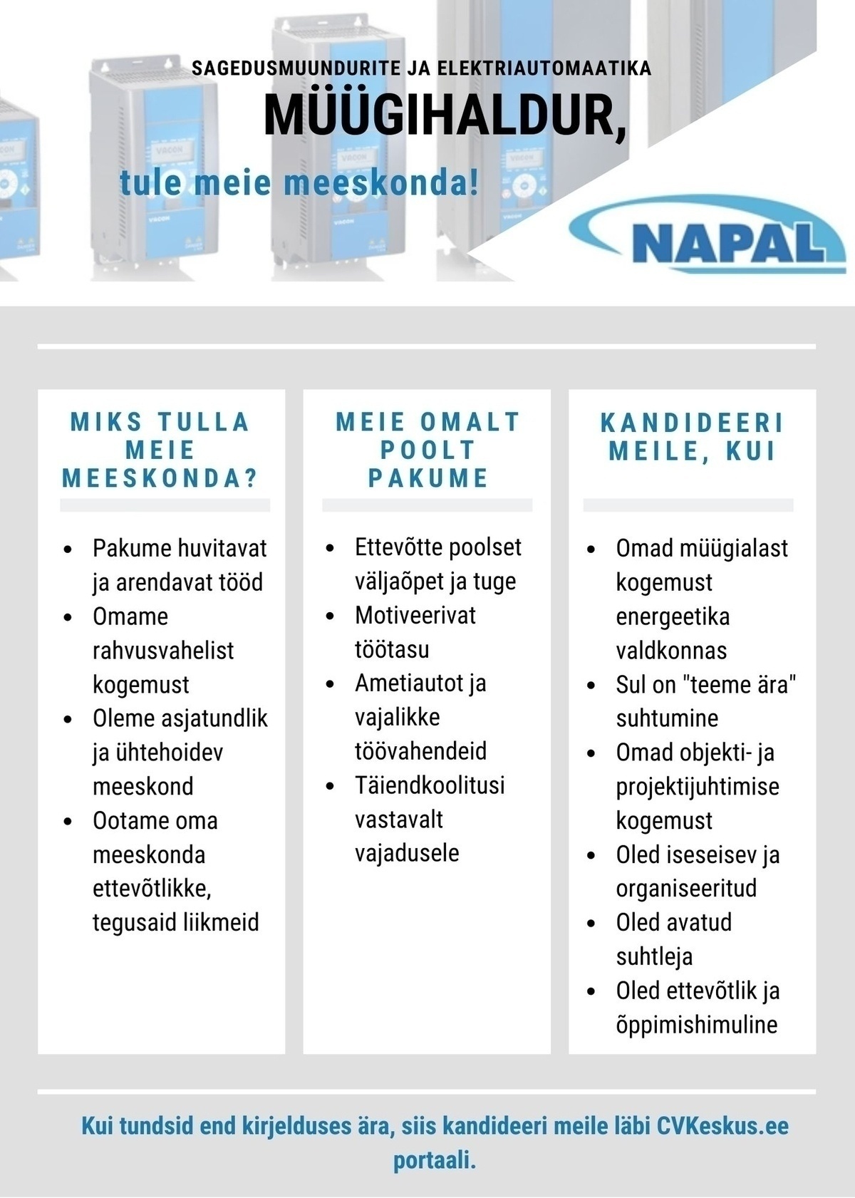 NAPAL AS Sagedusmuundurite ja elektriautomaatika müügihaldur