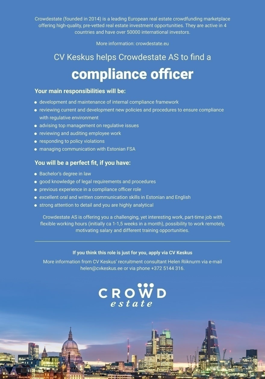 CROWDESTATE AS Compliance officer