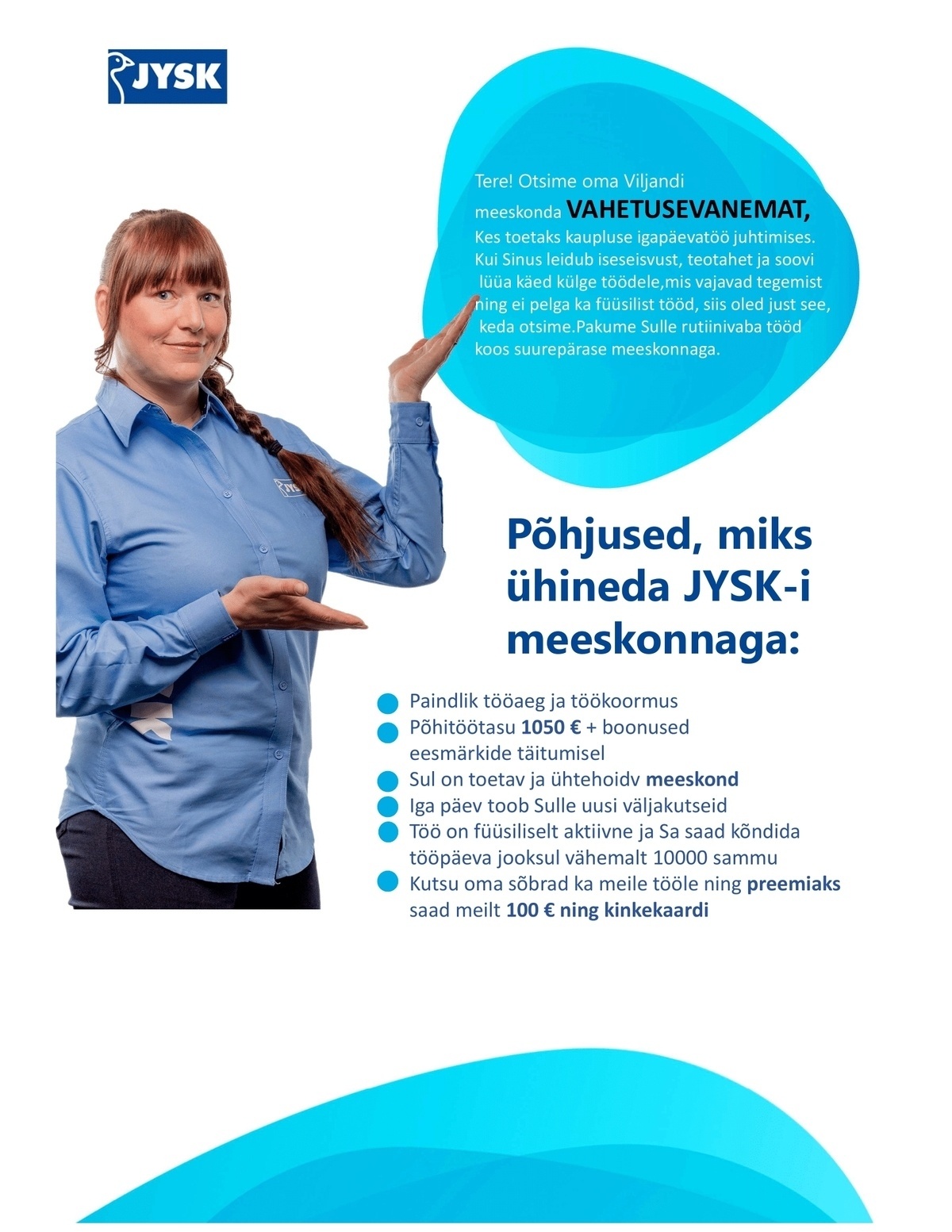 Jysk Linnen'n Furniture OÜ Vahetusevanem Viljandi Jyski (tähtajaline)