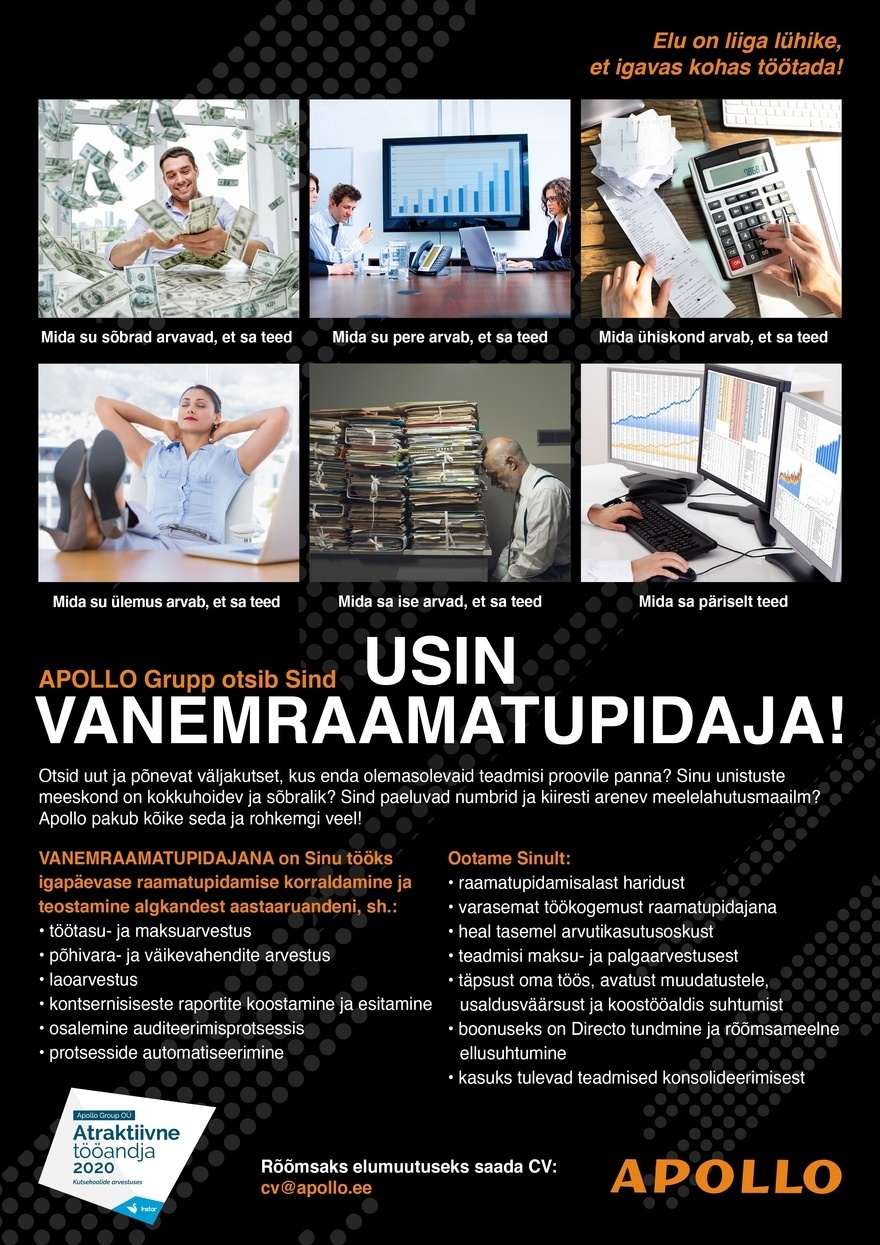 Apollo Group APOLLO Grupp otsib Sind, usin VANEMRAAMATUPIDAJA