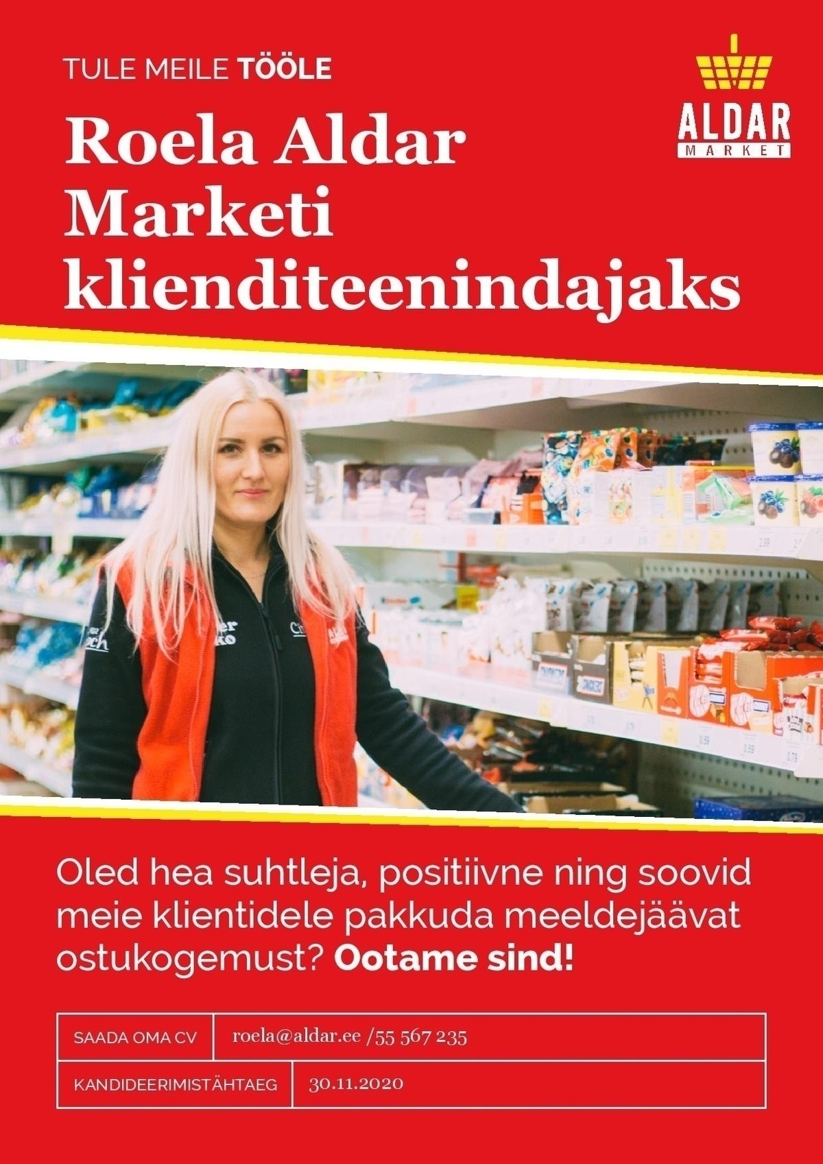 Aldar Eesti OÜ Klienditeenindaja Roela Aldar Marketisse