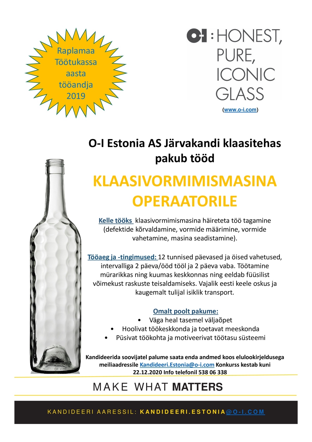 O-I  ESTONIA AS Klaasivormimismasina operaator