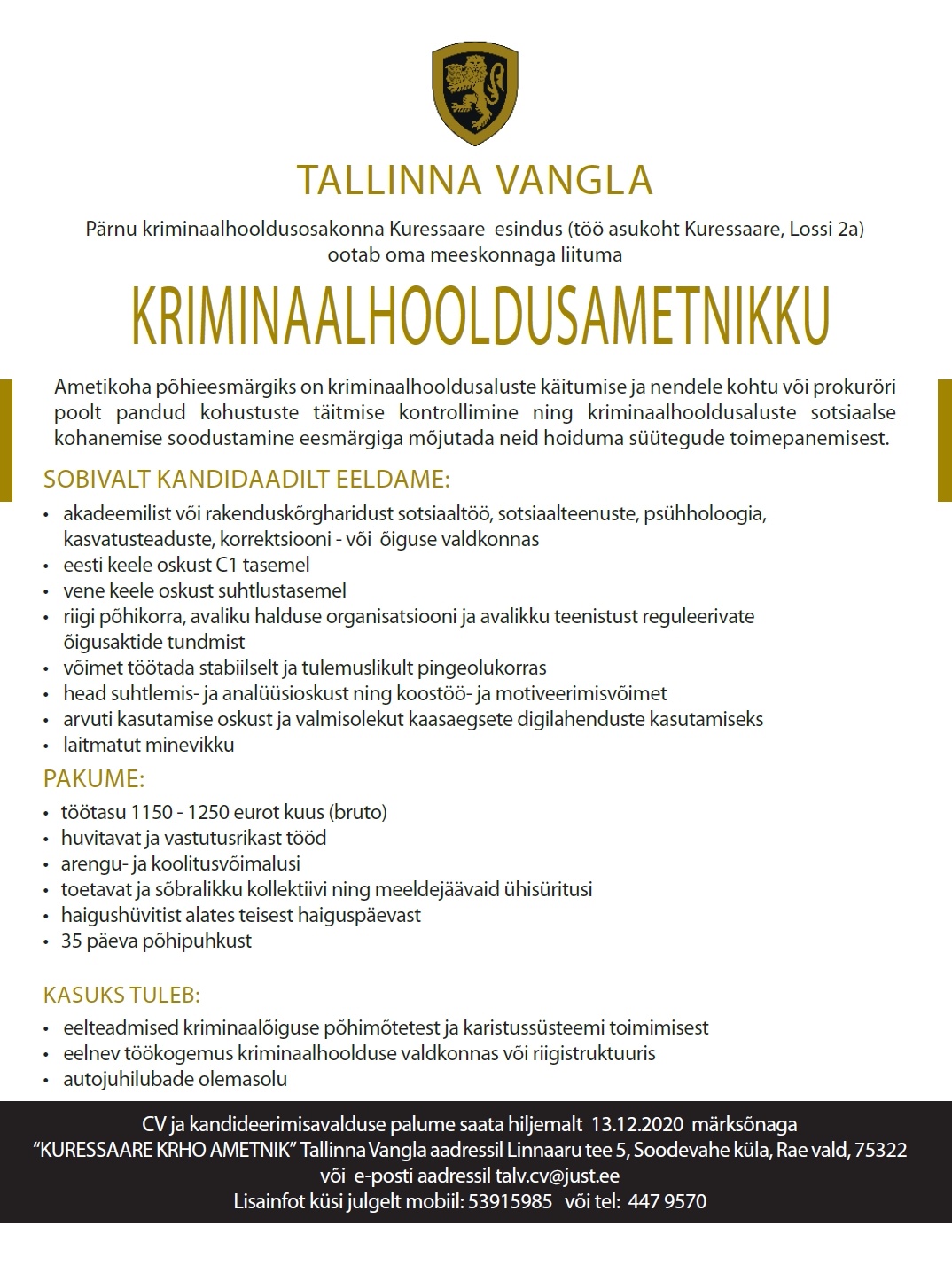 Tallinna Vangla Kriminaalhooldusametnik