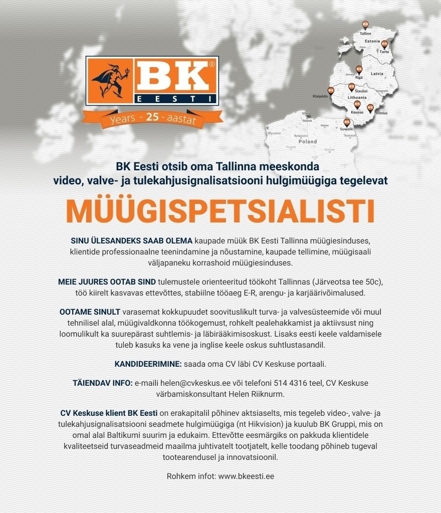 BK Eesti AS Müügispetsialist