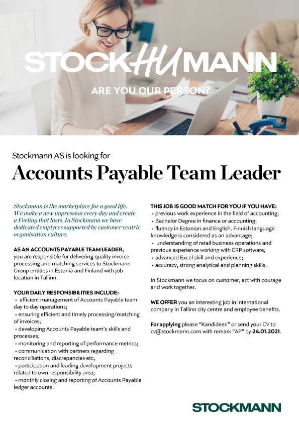 Stockmann AS Accounts Payable Team Leader
