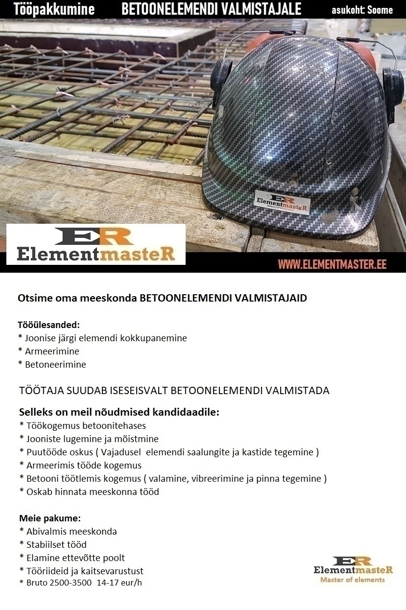 Elementmaster OÜ BETOONELEMENTIDE VALMISTAJA