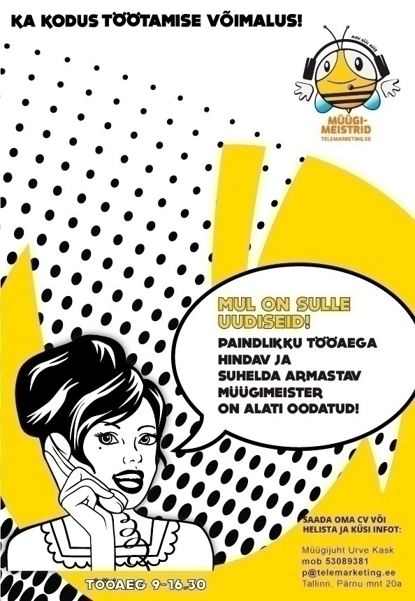 Müügimeistrite AS Telefonimüügi konsultant Tallinnas