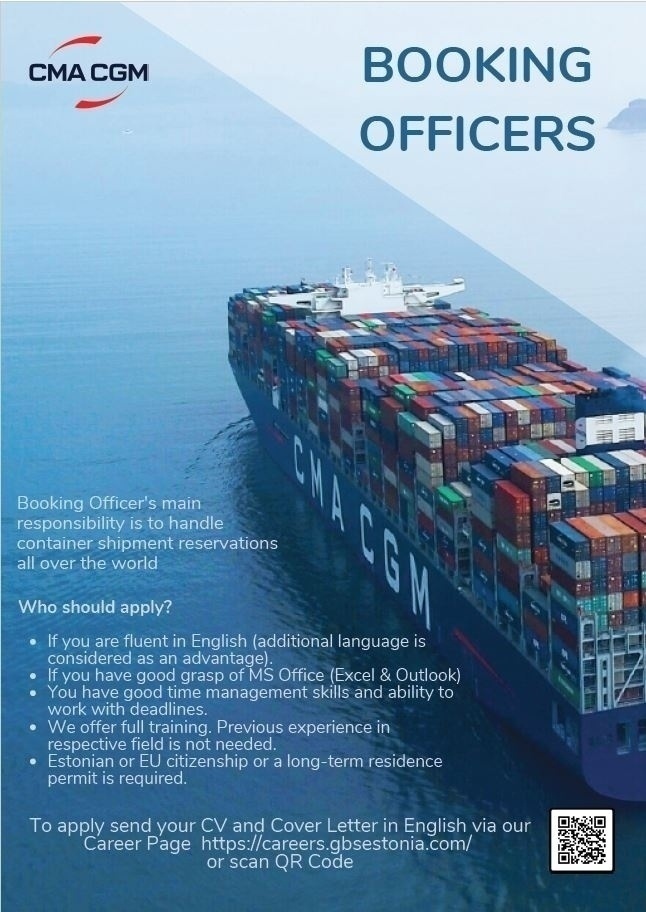 CMA CGM Global Business Services OÜ Booking Officer