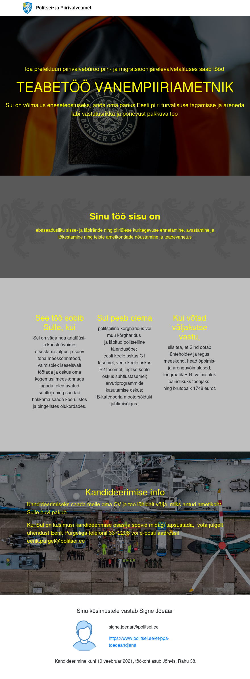 Politsei- ja Piirivalveamet Teabetöö vanempiiriametnik