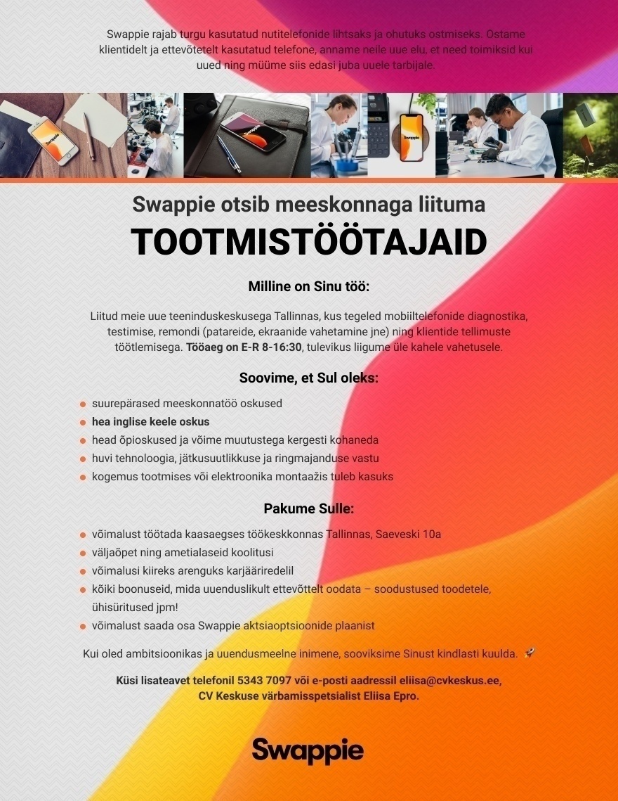 Swappie OÜ Tootmistöötaja