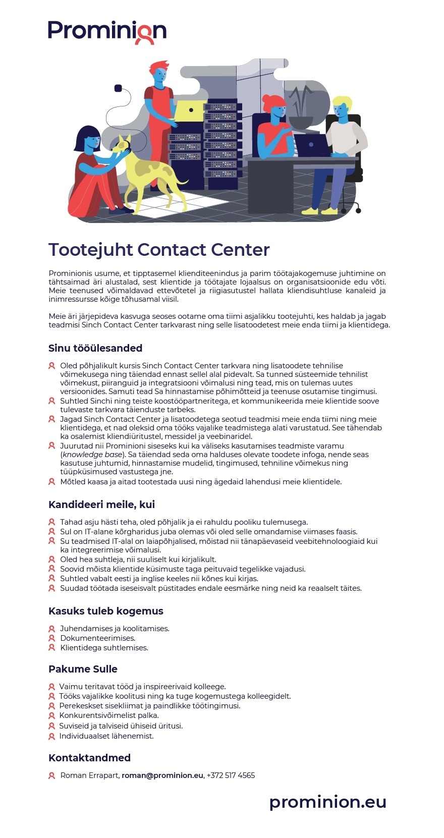 Prominion OÜ Tootejuht Contact Center