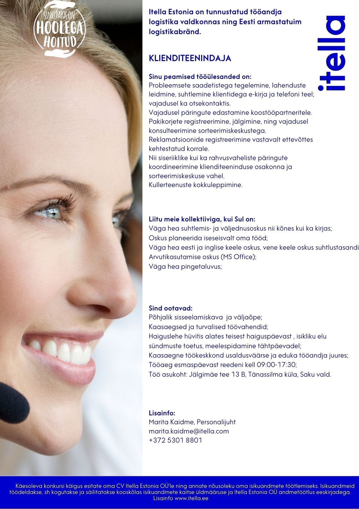 Itella Estonia OÜ Klienditeenindaja Itella SmartPost