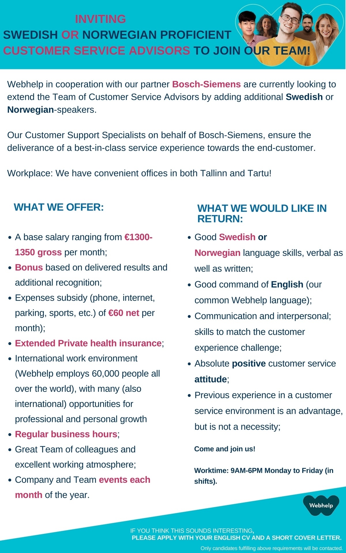 Webhelp OÜ Do you speak Swedish and want to work in Tallinn or Tartu?