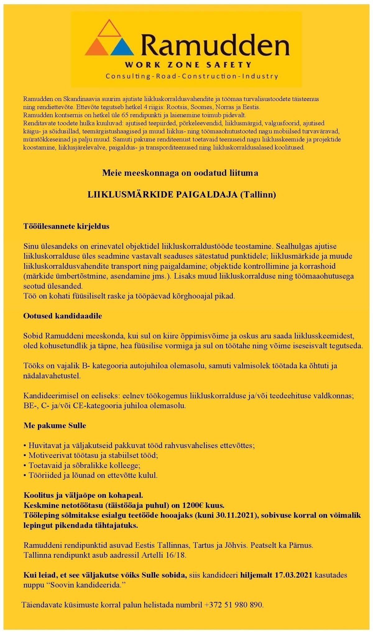 Ramudden OÜ LIIKLUSMÄRKIDE PAIGALDAJA (Tallinn)