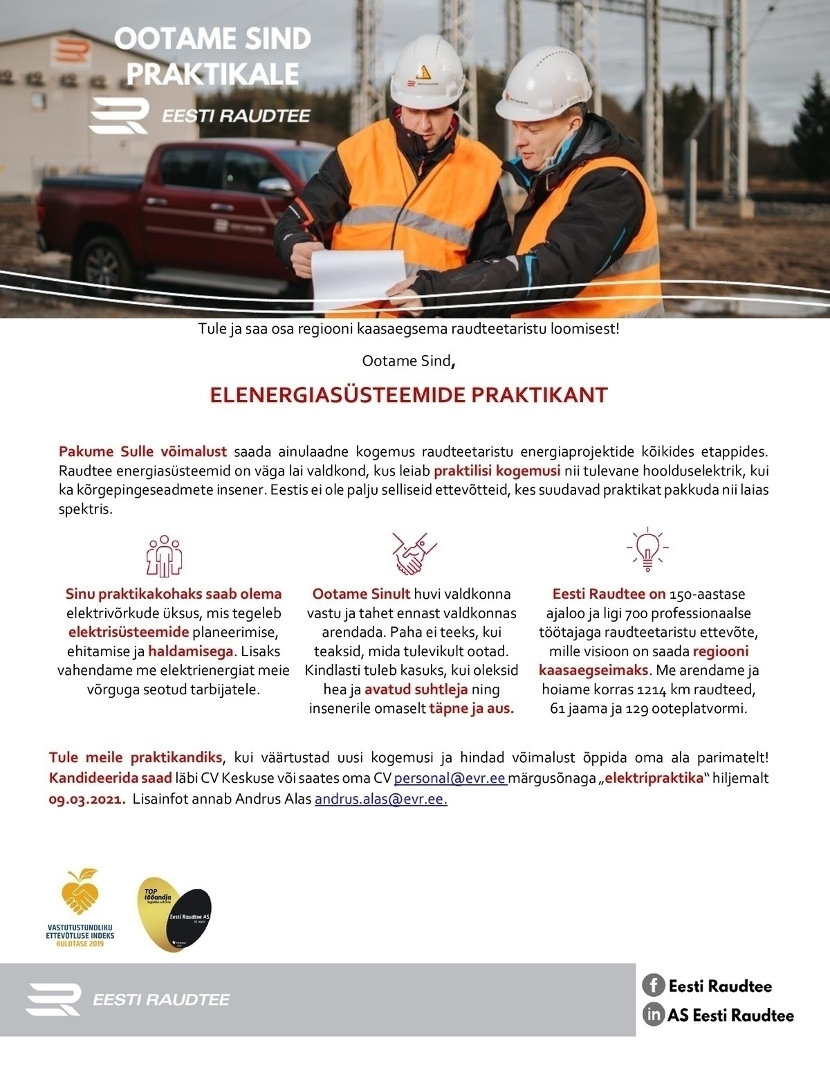 Eesti Raudtee AS ENERGIASÜSTEEMIDE PRAKTIKANT