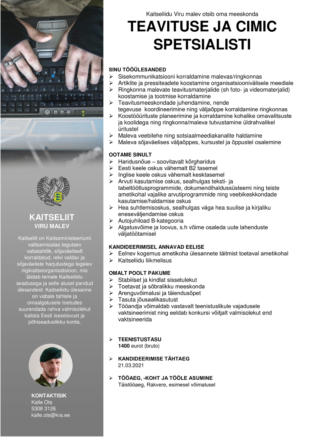 Kaitseliit TEAVITUSE JA CIMIC SPETSIALIST