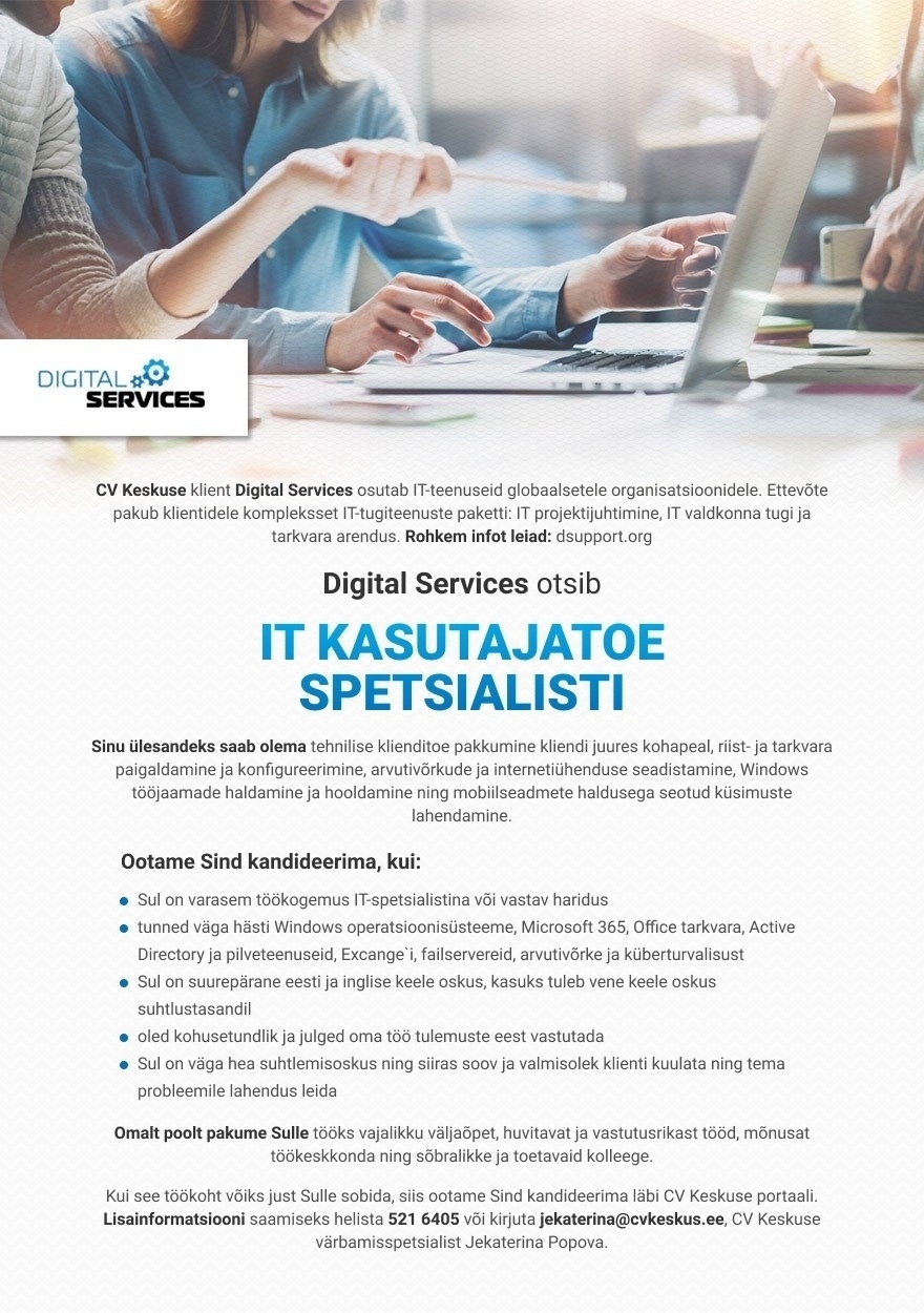 Digital Services OÜ IT KASUTAJATOE SPETSIALIST
