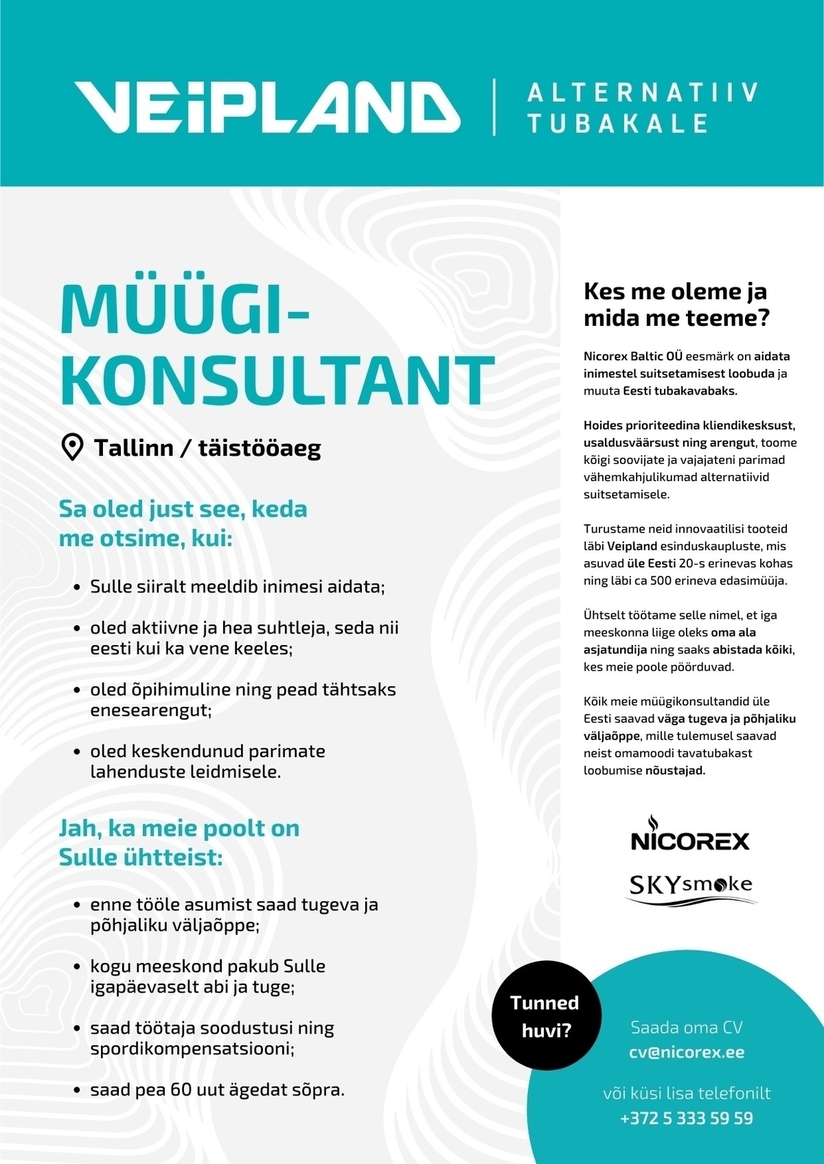 Nicorex Baltic OÜ Müügikonsultant 