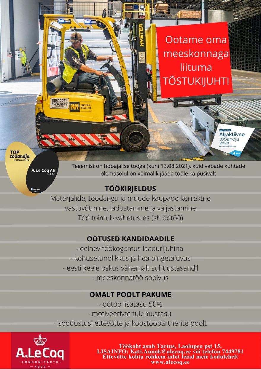 AS A. Le Coq Tõstukijuht