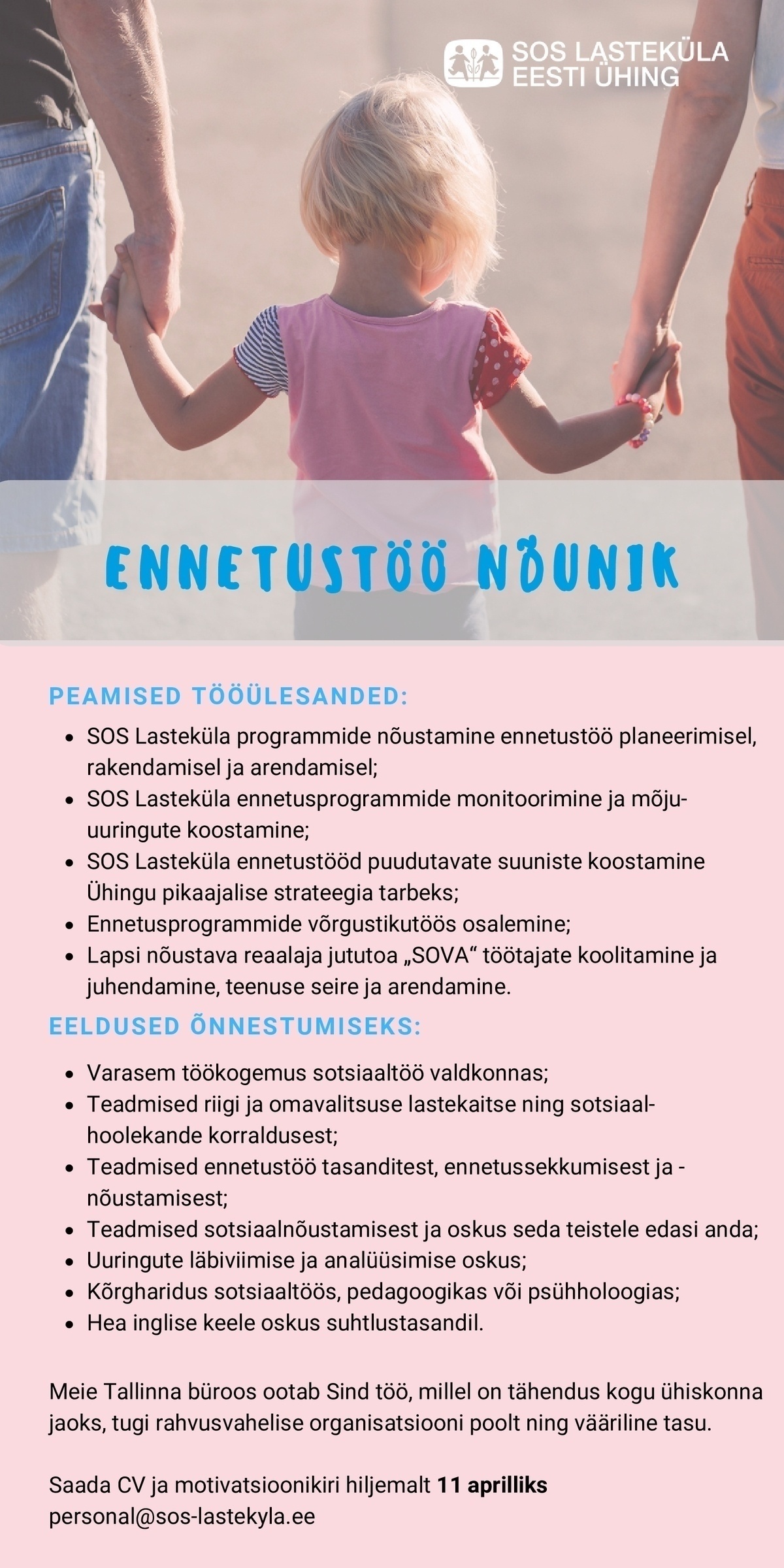 SOS Lasteküla Eesti Ühing Ennetustöö nõunik