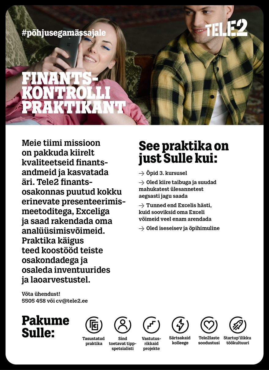 Tele2 Eesti AS Finantskontrolli praktikant