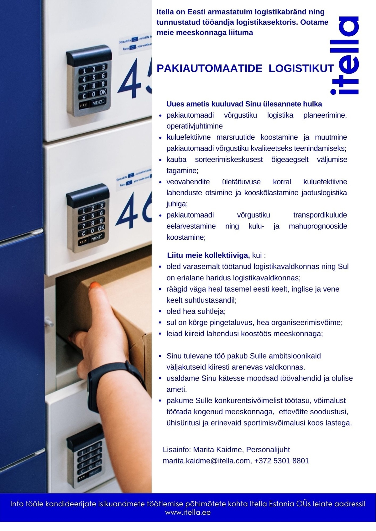 Itella Estonia OÜ Pakiautomaatide logistik