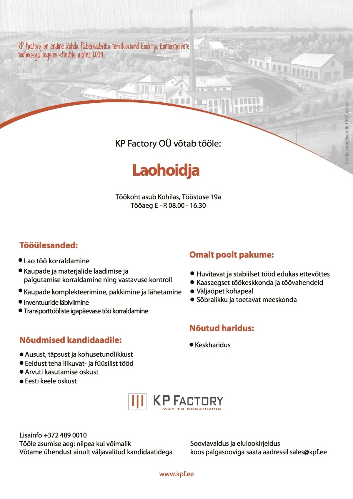 KP Factory OÜ Laohoidja