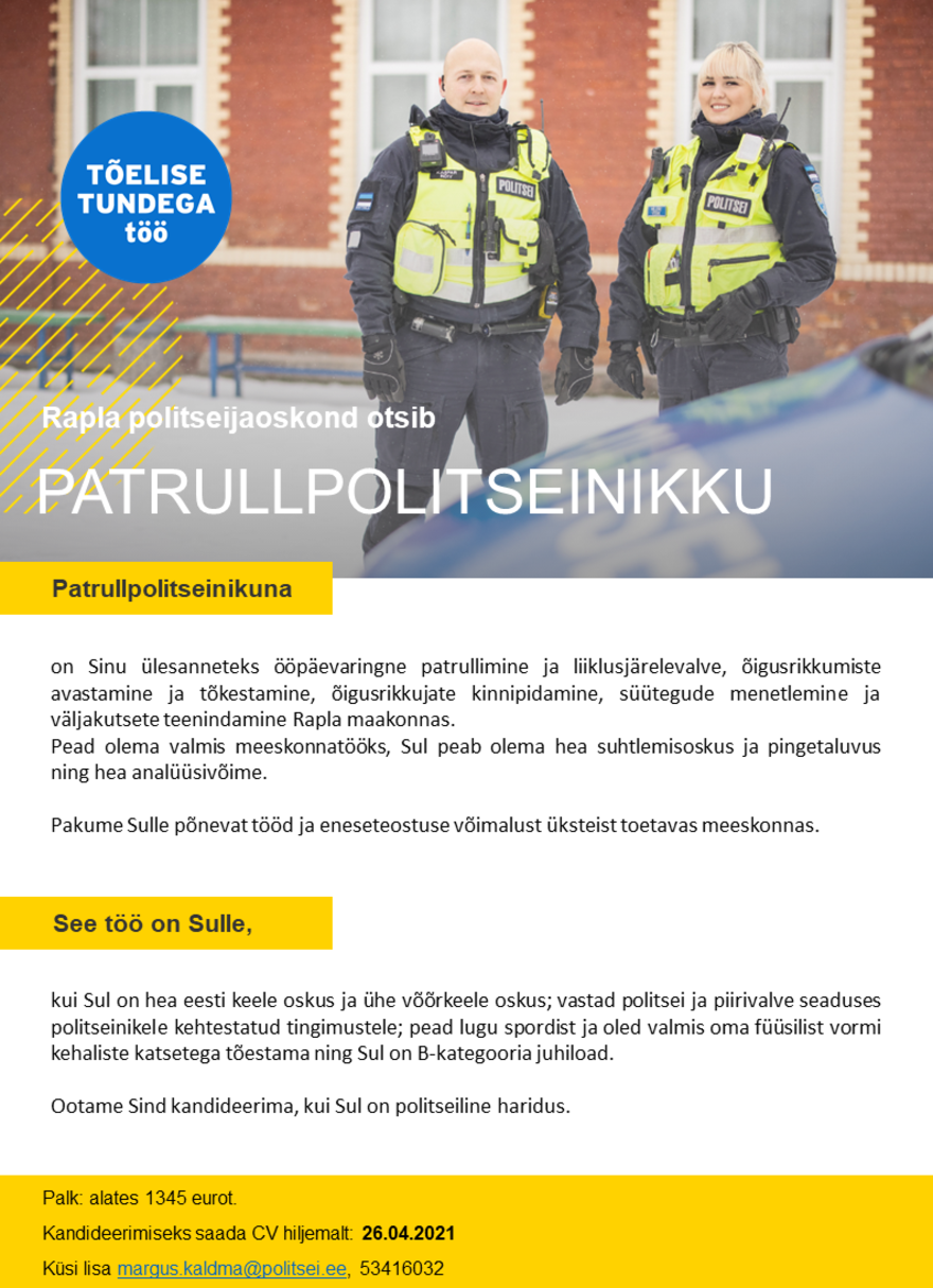 Politsei- ja Piirivalveamet Patrullpolitseinik