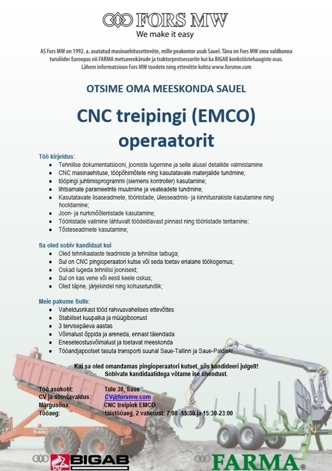 Fors MW AS CNC-treipingi operaator