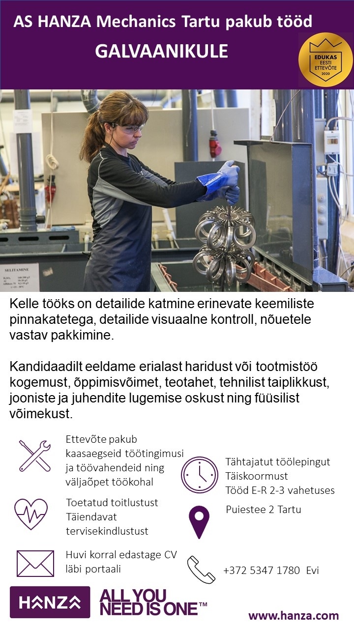 HANZA Mechanics Tartu AS Galvaanik