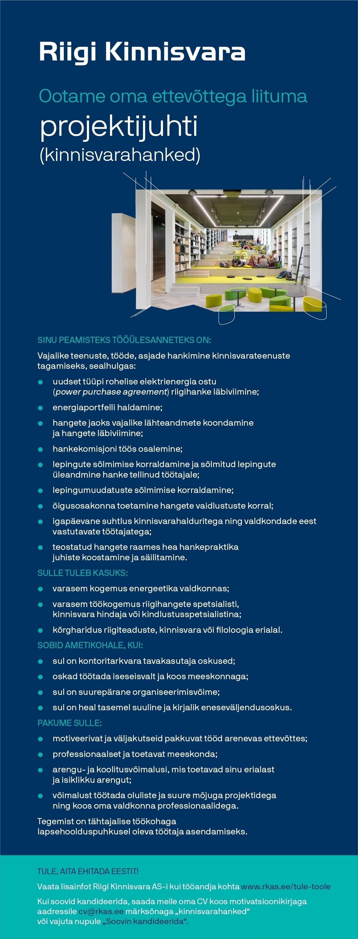 Riigi Kinnisvara AS Projektijuht (kinnisvarahanked)