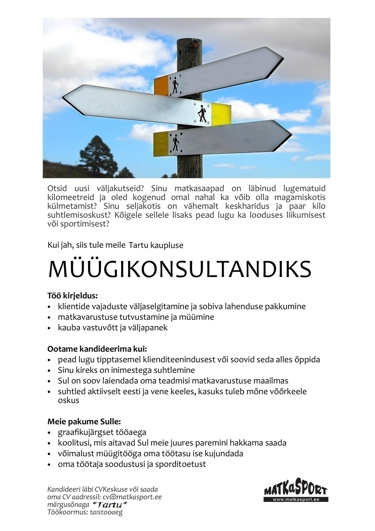 Matkasport OÜ Tartu MATKaSPORT MÜÜGIKONSULTANT