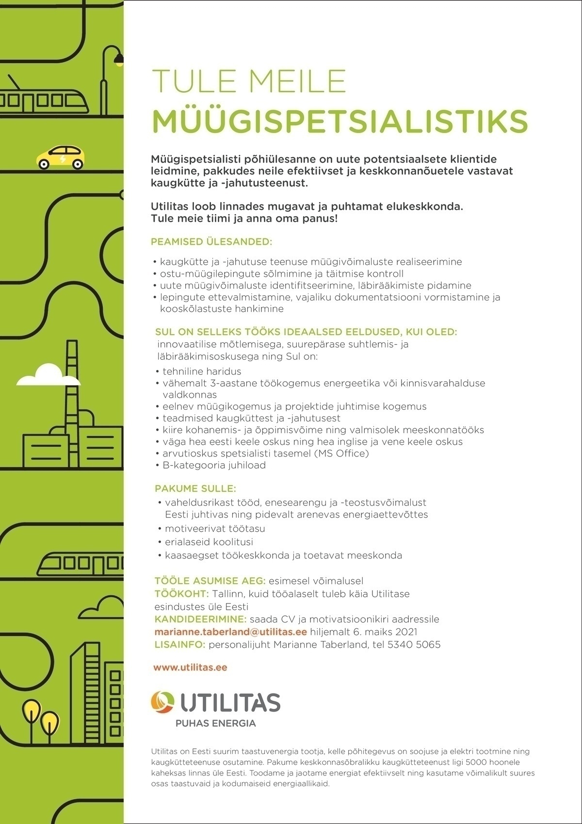 Utilitas Tallinn AS Müügispetsialist