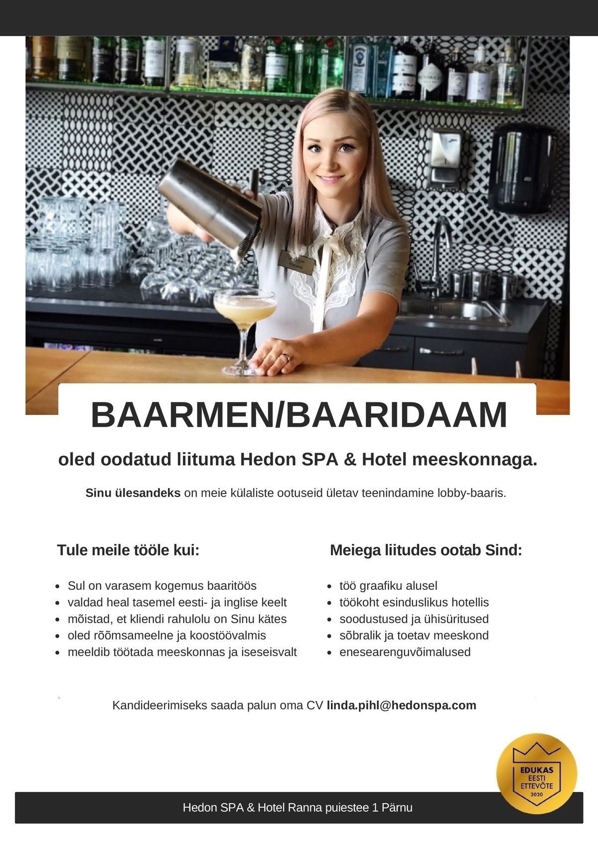 Supeluse Hotell OÜ Hedon SPA & HOTEL  Baarmen/baaridaam