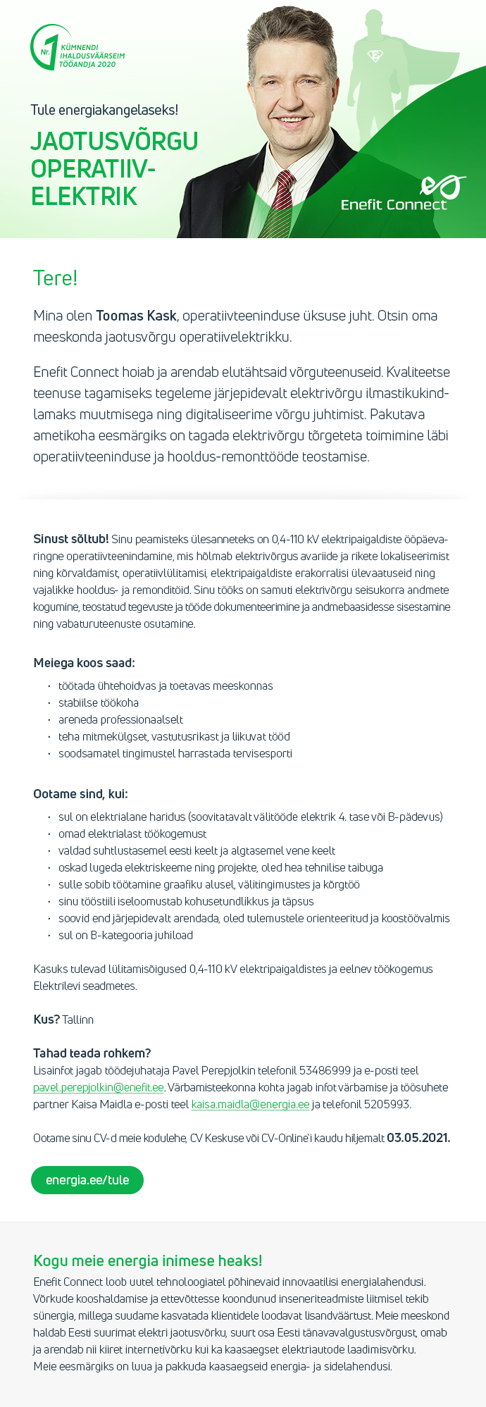 Eesti Energia AS JAOTUSVÕRGU OPERATIIVELEKTRIK
