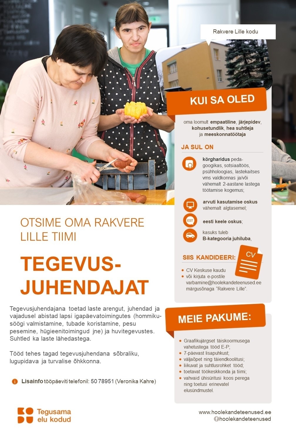 HOOLEKANDETEENUSED AS TEGEVUSJUHENDAJA Rakvere Lille koju 