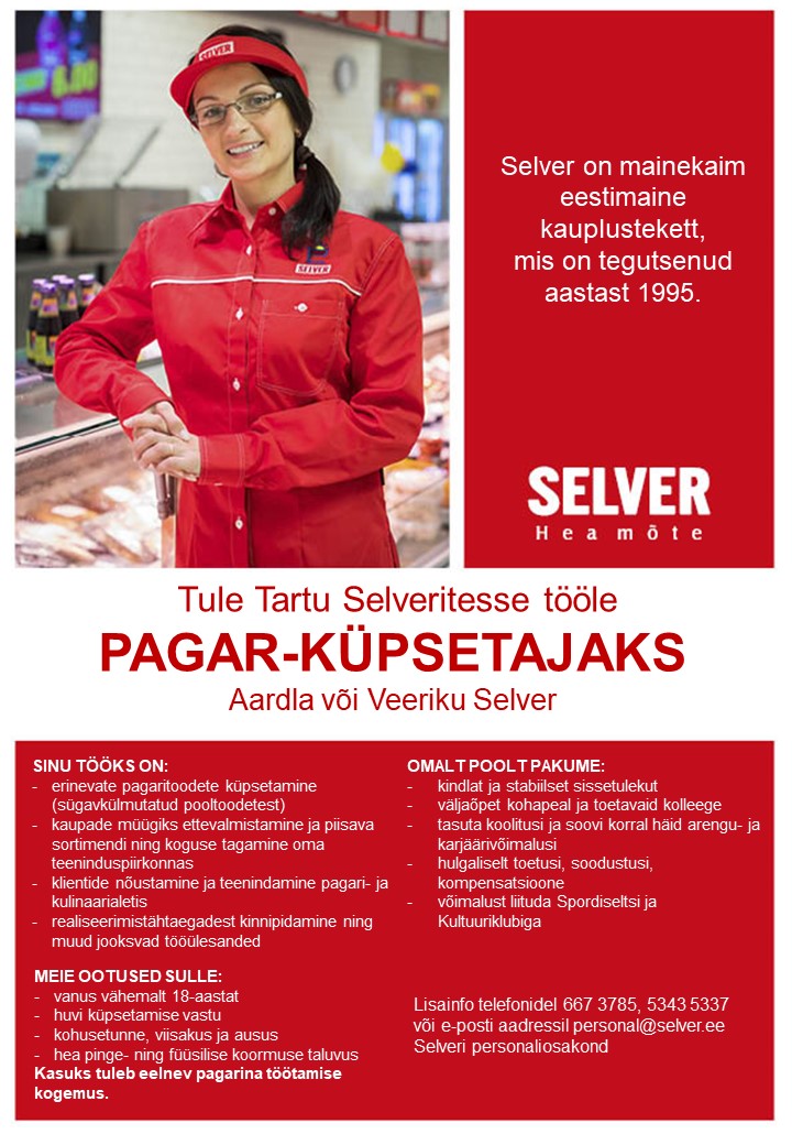 Selver Pagar-küpsetaja Tartu Selveris