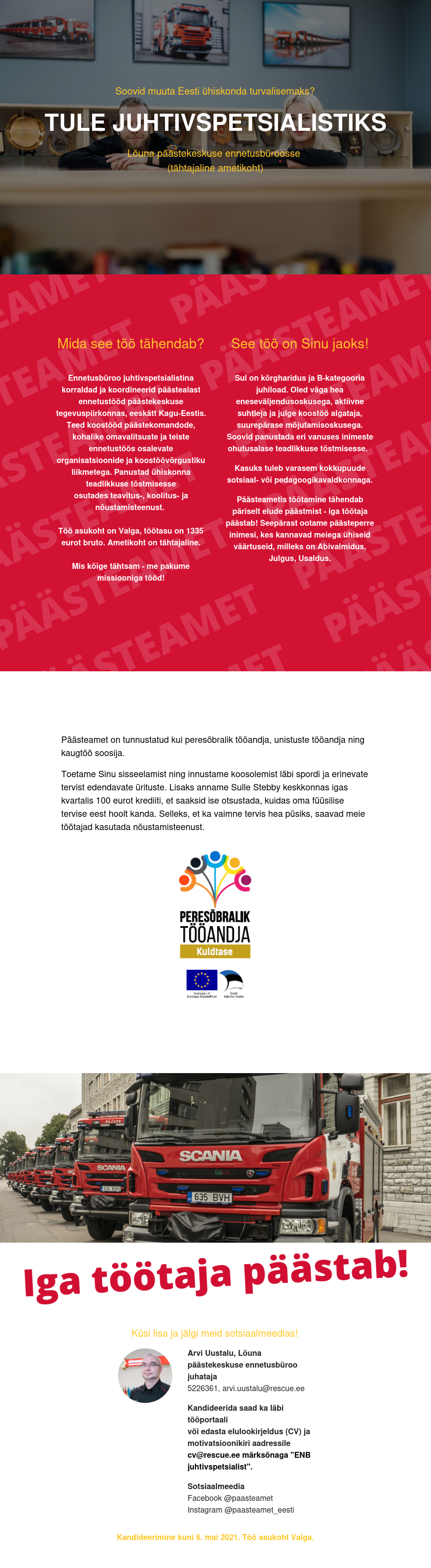 Päästeamet Lõuna päästekeskuse ennetusbüroo juhtivspetsialist