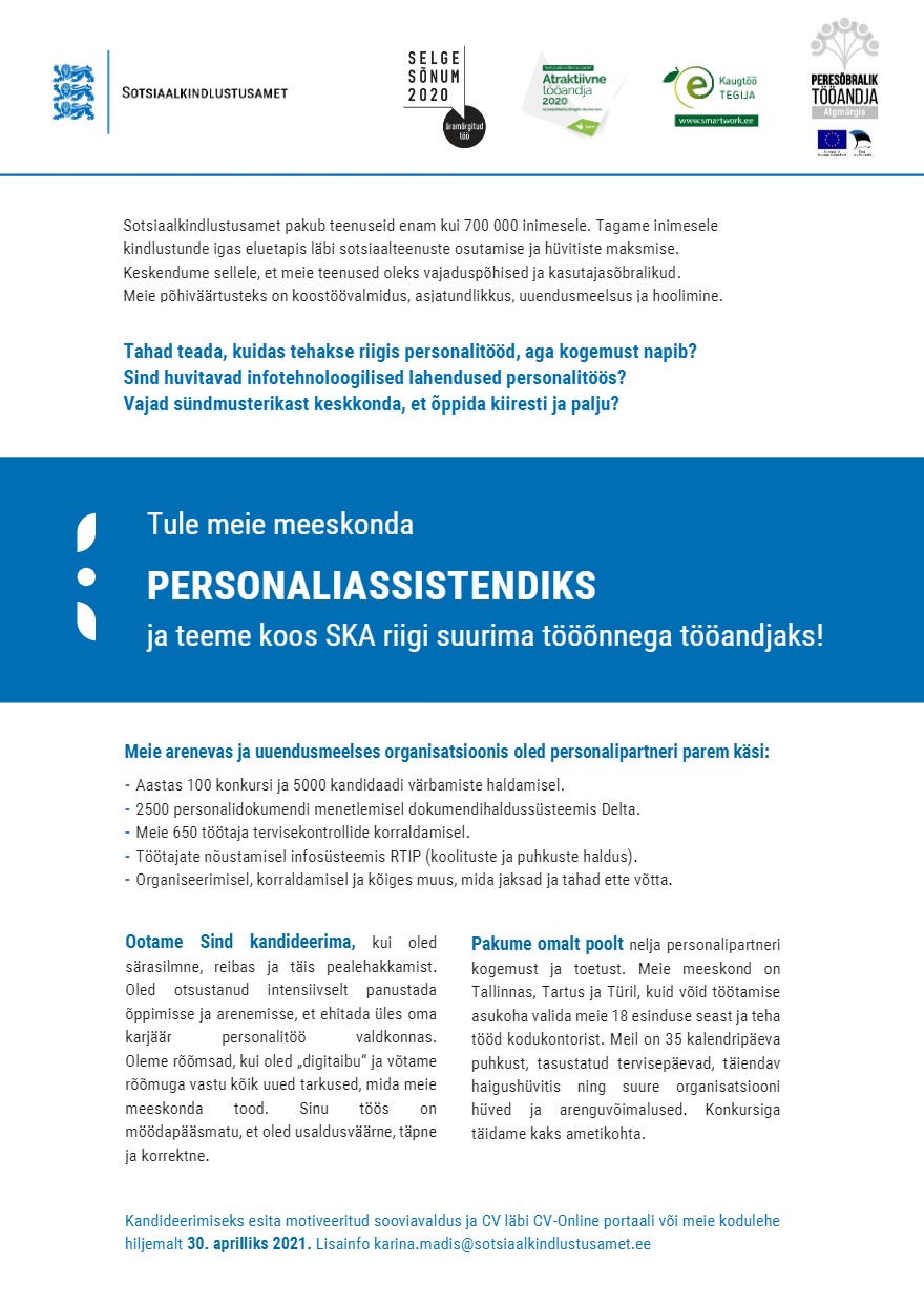 Sotsiaalkindlustusamet Personaliassistent