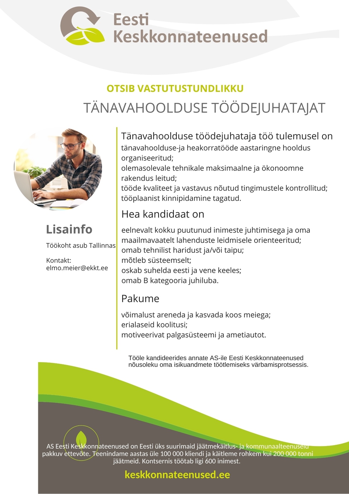 Eesti Keskkonnateenused AS Tänavahoolduse töödejuhataja