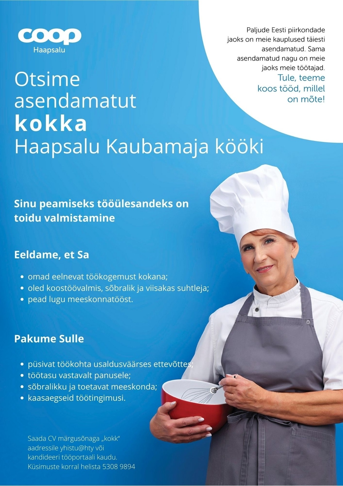 Coop Eesti Keskühistu Kokk Haapsalu Kaubamaja kööki