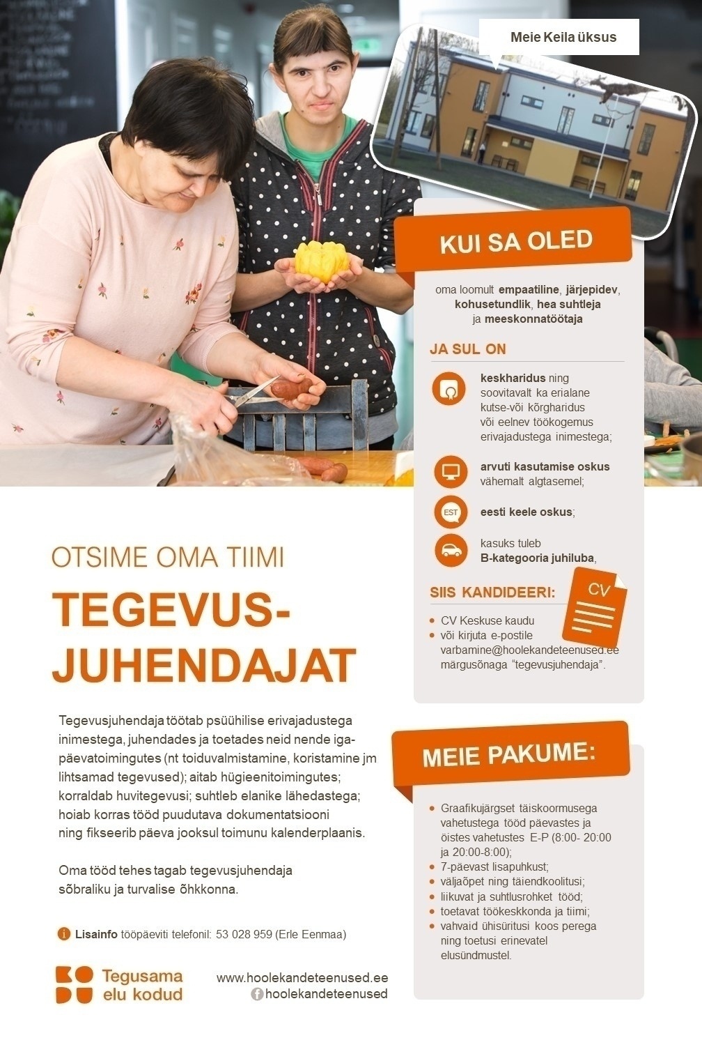 HOOLEKANDETEENUSED AS TEGEVUSJUHENDAJA Keila üksusesse