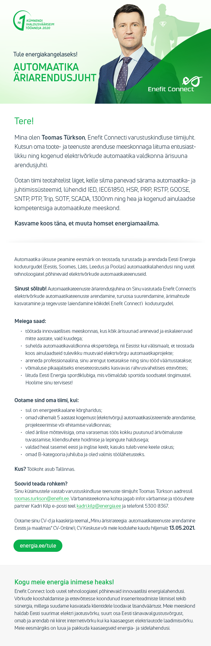 Eesti Energia AS AUTOMAATIKA ÄRIARENDUSJUHT