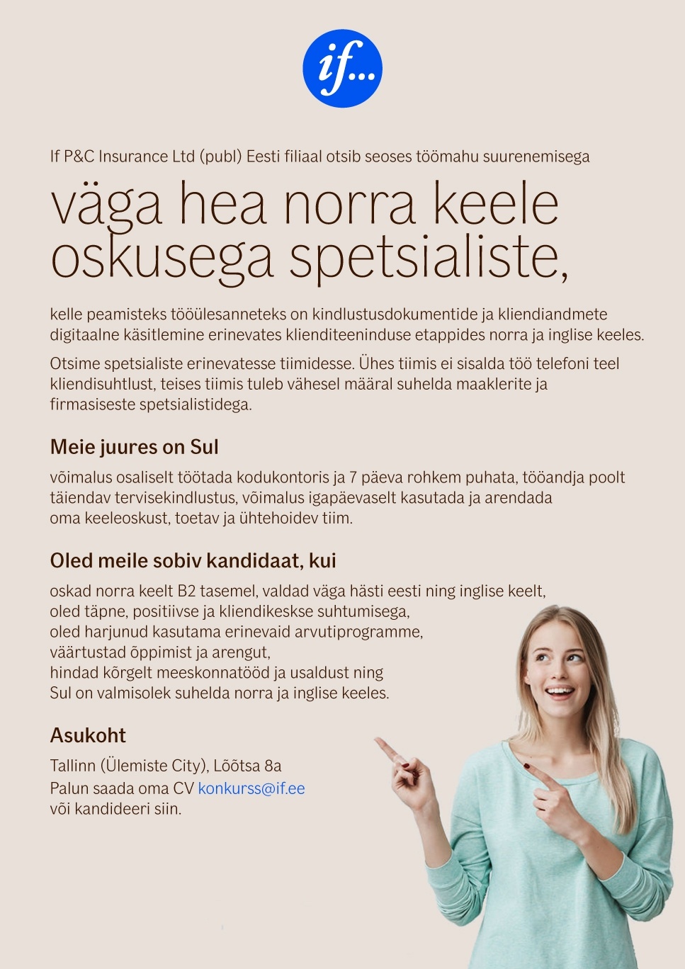 If P&C Insurance Ltd (publ) Eesti filiaal NORRA KEELE OSKUSEGA SPETSIALIST