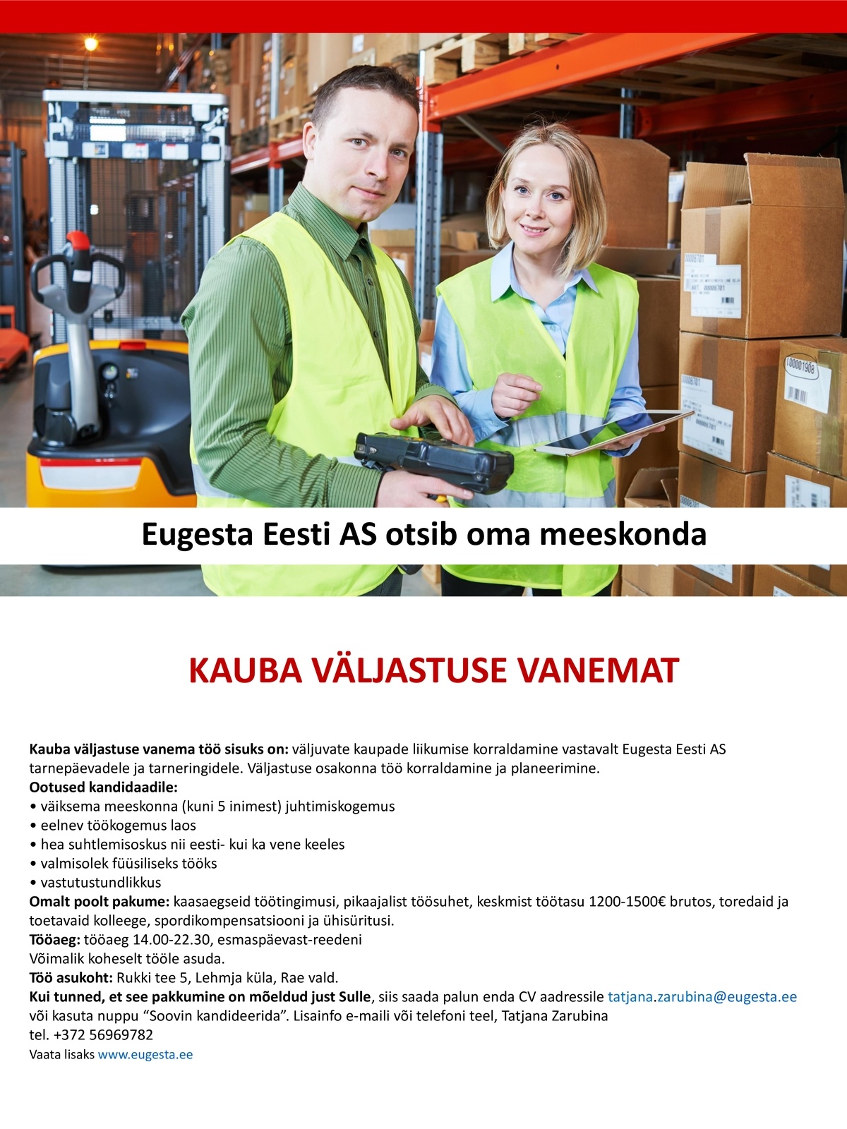 Eugesta Eesti AS Kauba väljastuse vanem