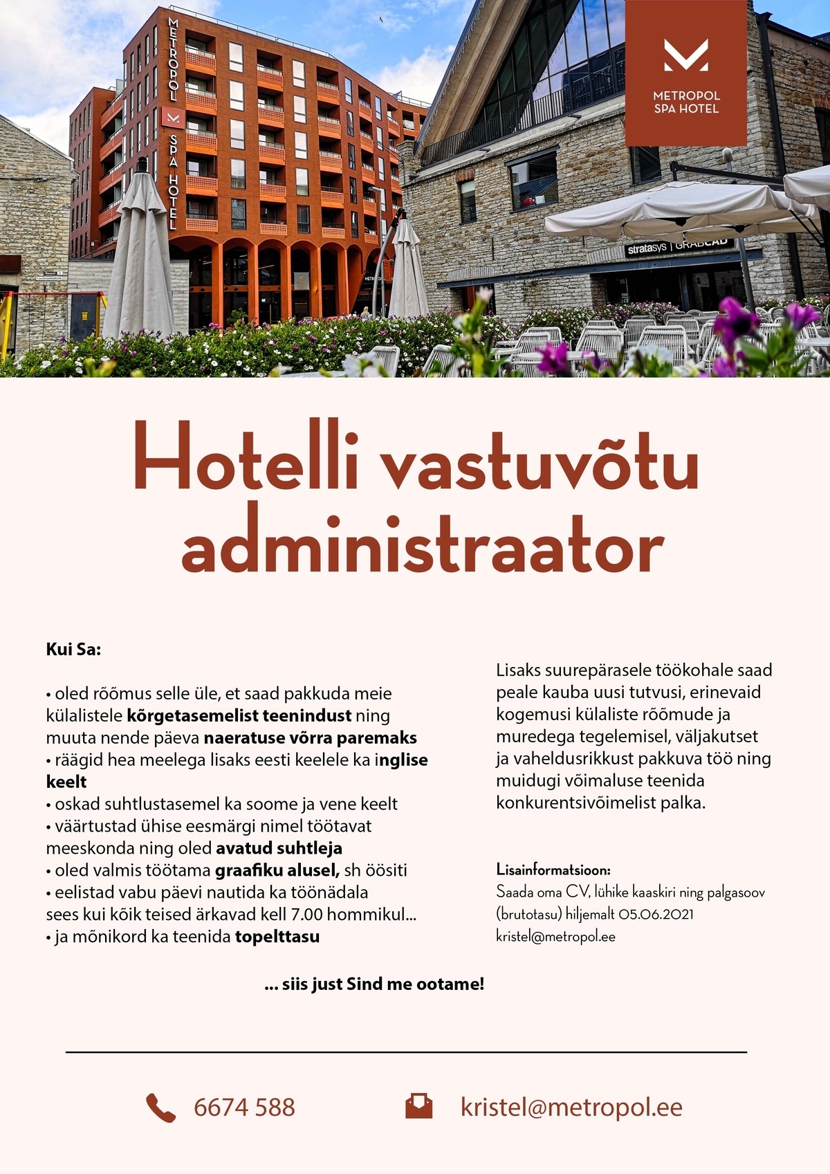 Metropol Hotellid / Haveli Invest OÜ Vastuvõtuadministraator