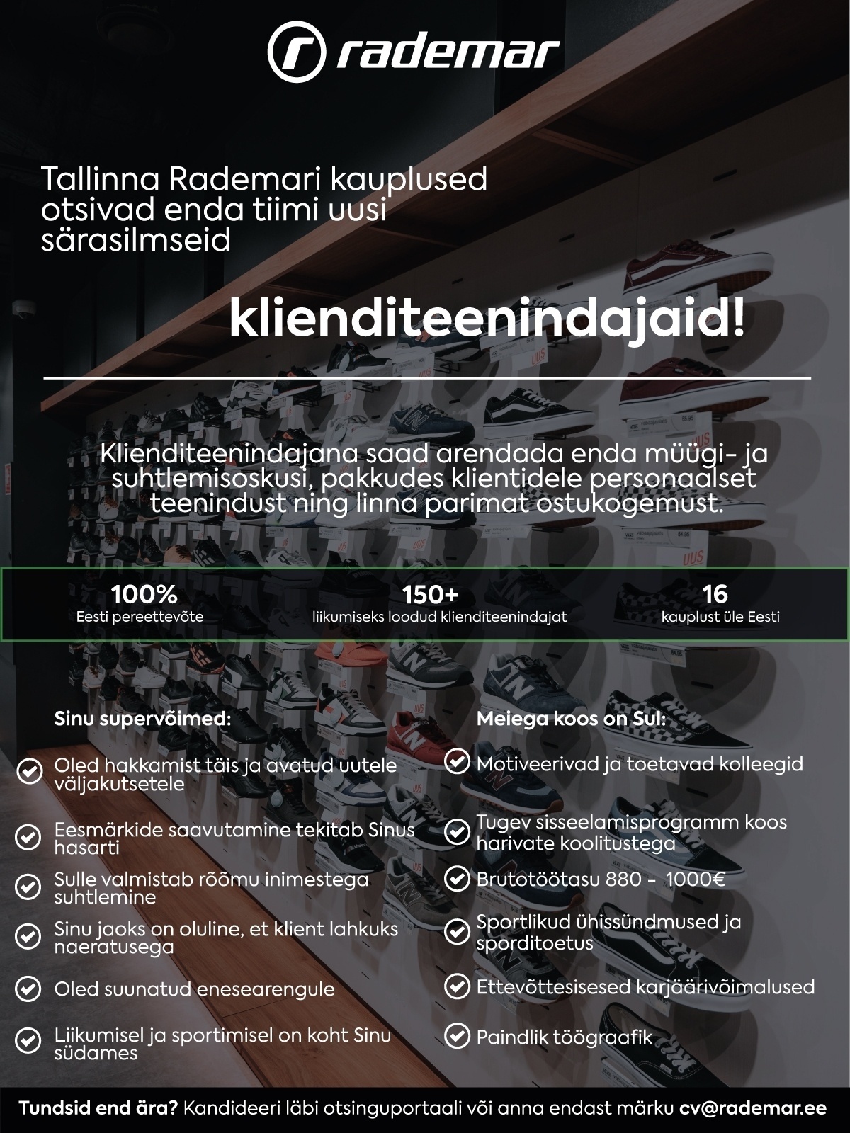 OÜ Rademar Särasilmsed klienditeenindajad Tallinna Rademari kauplustesse
