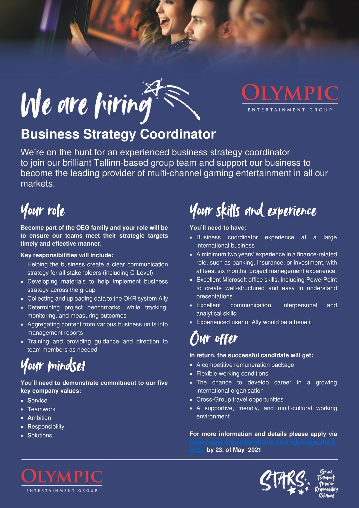 OLYMPIC ENTERTAINMENT GROUP AS Business Strategy Coordinator