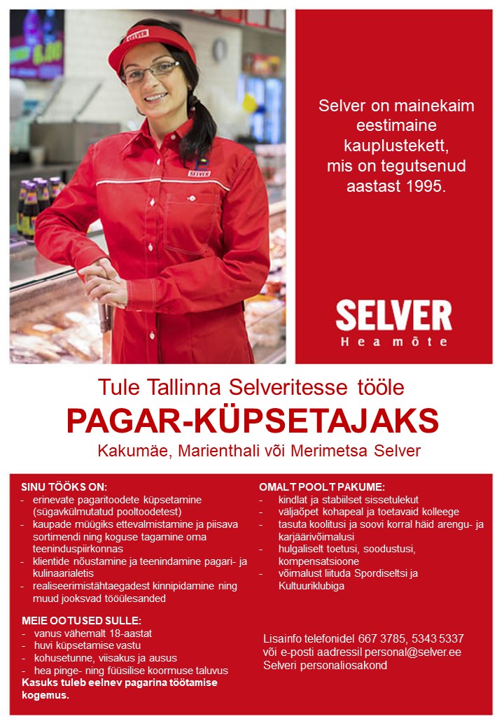 Selver Teenindaja Tallinna Selverites (Pirita, Lasnamäe)