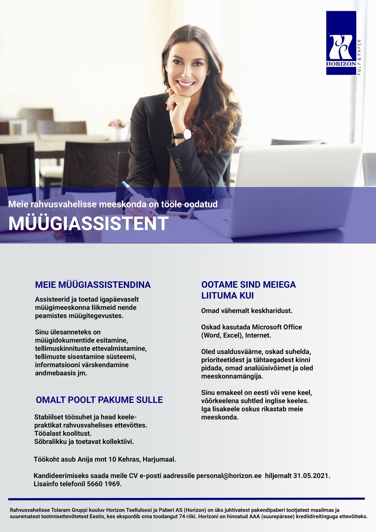 Horizon Tselluloosi ja Paberi AS MÜÜGIASSISTENT